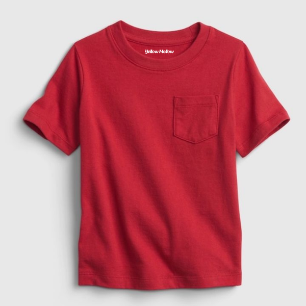 Red Basic Tee with Front Pocket