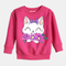 Cute Cat with Flowers Pink Sweatshirt