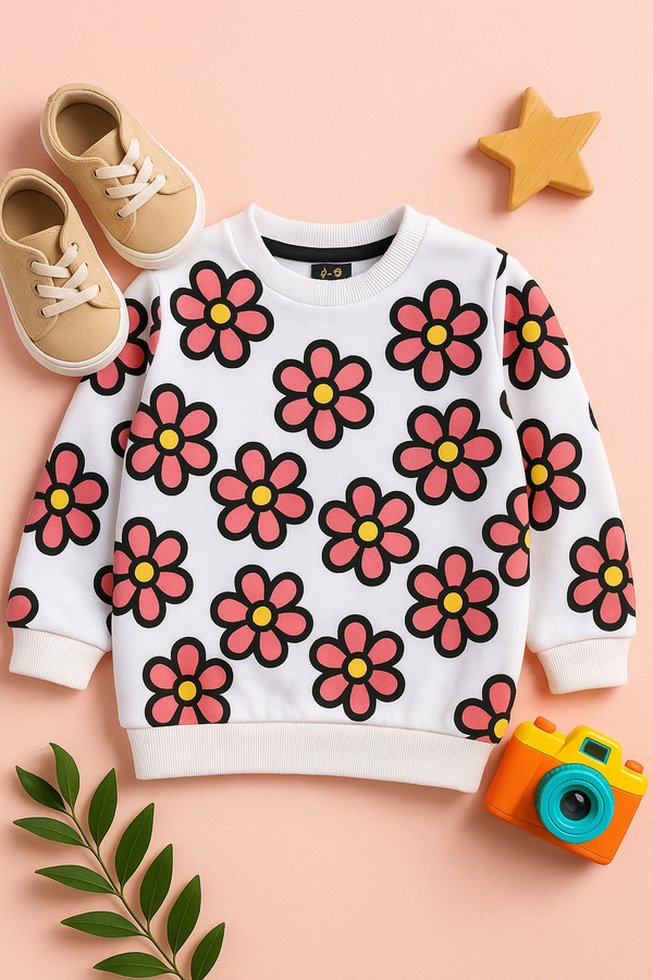 Flowers White Sweatshirt