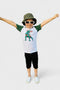 Dino Hike - White Raglan Tee with Green Sleeves