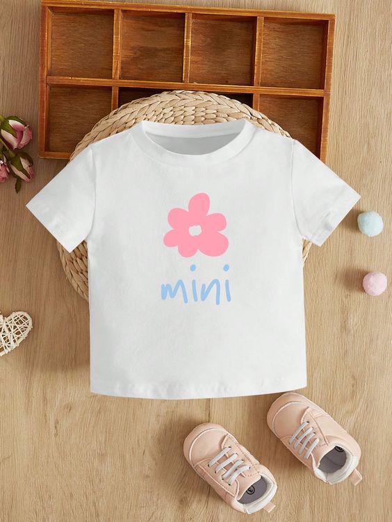 Mini Pink Flower White Tee