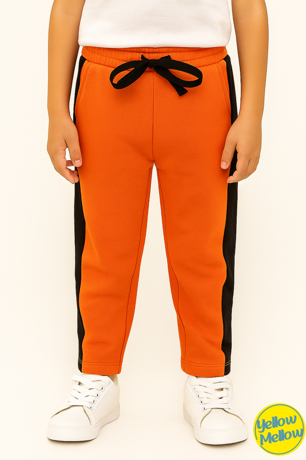 Orange Jersey Trouser with Black Side Panels