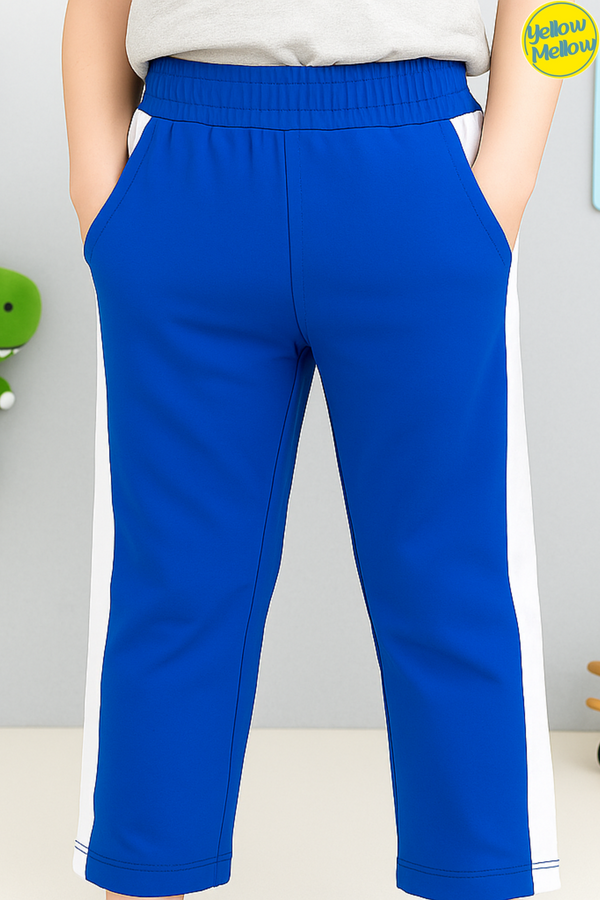 Blue Jersey Trouser with White Side Panels
