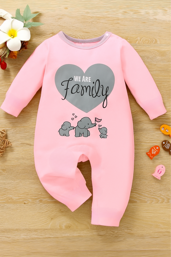We Are Family Pink Full Romper