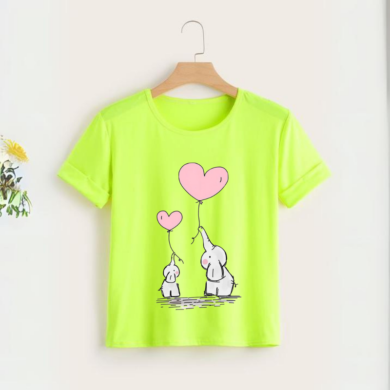 Mother Daughter Elephant Love - Neon Tee