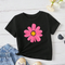 Black Tee with Pink Flower
