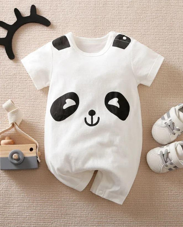 Panda Face White Romper