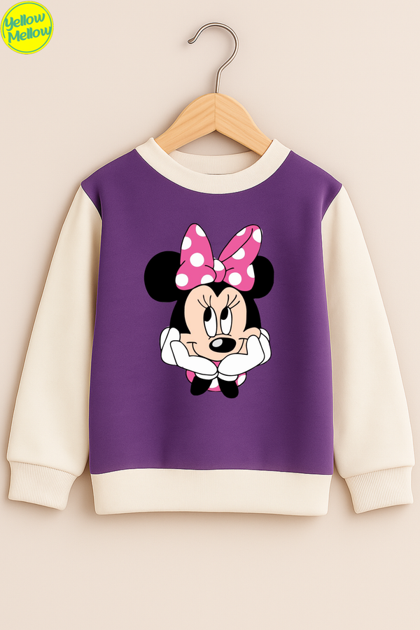 Minnie Purple White Fleece Sweatshirt