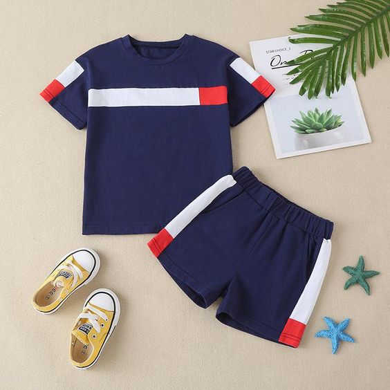 Navy Set with Red and White Panels