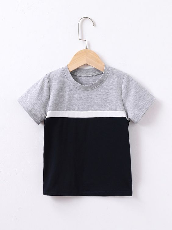 Grey White and Black Panel Tee