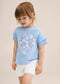 Heart and Flowers with Double Sleeves Sky Blue Tee